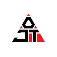 diseño de logotipo de letra triangular ojt con forma de triángulo. monograma de diseño de logotipo de triángulo ojt. plantilla de logotipo de vector de triángulo ojt con color rojo. logotipo triangular ojt logotipo simple, elegante y lujoso.