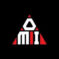 diseño de logotipo de letra triangular omi con forma de triángulo. monograma de diseño del logotipo del triángulo omi. plantilla de logotipo de vector de triángulo omi con color rojo. logotipo triangular omi logotipo simple, elegante y lujoso.