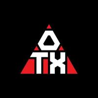 diseño de logotipo de letra triangular otx con forma de triángulo. monograma de diseño del logotipo del triángulo otx. plantilla de logotipo de vector de triángulo otx con color rojo. logotipo triangular otx logotipo simple, elegante y lujoso.