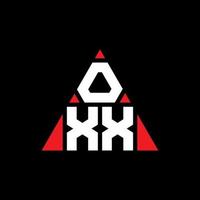 OXX triangle letter logo design with triangle shape. OXX triangle logo design monogram. OXX triangle vector logo template with red color. OXX triangular logo Simple, Elegant, and Luxurious Logo.