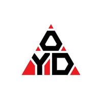 OYD triangle letter logo design with triangle shape. OYD triangle logo design monogram. OYD triangle vector logo template with red color. OYD triangular logo Simple, Elegant, and Luxurious Logo.