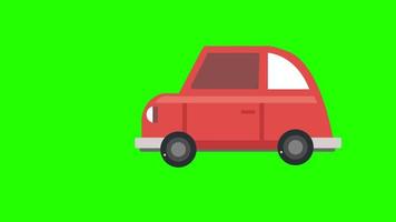 Red Car Green screen Animation. Remove Green color and Use your Project. 2d Cartoon Car Green screen Remove by Chroma Key. video