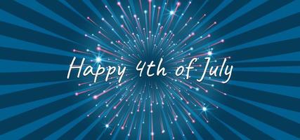 4th of July background. Vector background with fireworks and blue background. Vector Banner Template for USA Independence day