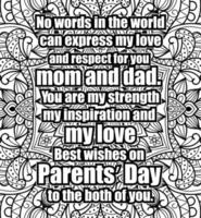 parents day quotes coloring page design. inspirational coloring pages design. vector