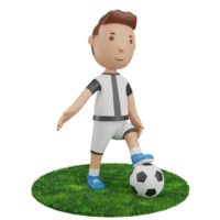 Garçon de rendu 3D tenant le ballon de football