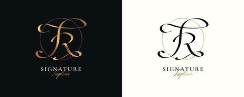 jr diseño de logotipo de firma inicial con estilo de escritura elegante y minimalista. diseño inicial del logotipo j y r para bodas, moda, joyería, boutique e identidad de marca comercial vector