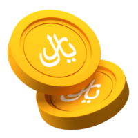 Riyal-Münze 3D-Symbol für Finanz- oder Geschäftsillustration png