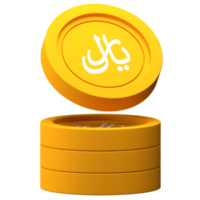 Riyal Coin Stack 3d Icon for Finance or Business Illustration png