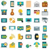 Internet Banking Icons Set, Flat Style