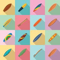 Surfboard surf board icons set, flat style vector