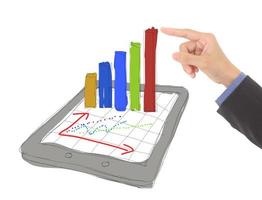 sketch computer tablet showing a spreadsheet with charts photo