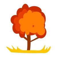 Abstract vector illustration of autumn tree in eps 10. Orange tree in the meadow,