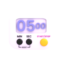 Illustrazione isolata dell'icona del cronometro digitale 3d png