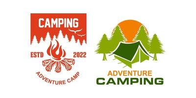 Retro vintage camping adventure logo template vector