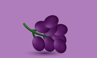 unique realisitic 3d grape cartoon style floating minimal isolated on vector