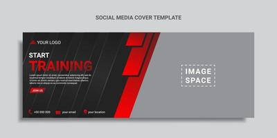 fitness social media cover design or web banner vector