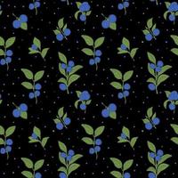 Seamless pattern with fresh blueberries, blueberry bushes. Pattern for textiles, wrapping paper vector
