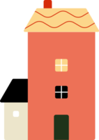 piccole casette e alberi in design piatto tagliato su carta. raccolta di edifici di illustrazione vettoriale in uno stile alla moda e carino. png