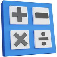 Calculadora de renderizado 3d con cuatro botones aislados foto