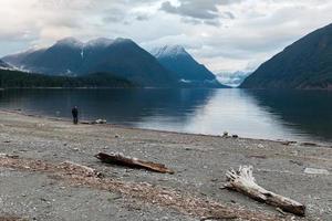 Mountains on the foggy coast photo