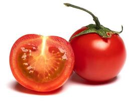 Fresh juicy red Tomato isolated on white background. photo