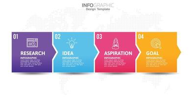 elementos infográficos de 4 pasos para contenido, diagrama, diagrama de flujo, pasos, partes, línea de tiempo, flujo de trabajo, gráfico. vector