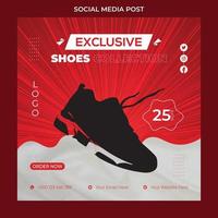 Plantilla de diseño de banner y publicación en redes sociales de productos de marca de zapatos de moda deportiva moderna.