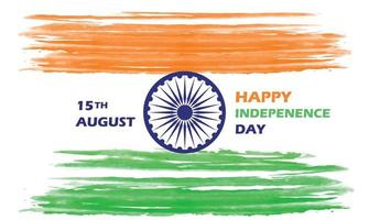 India happy independence day. 15th august. ashoka wheel flag indian. For poster, banner and greeting. watercolor paint strok Vector stock illustration isolated on white
