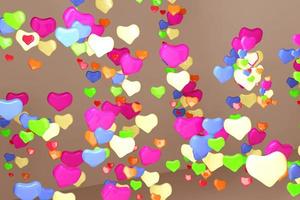 3D rendering many colorful heart shapes photo