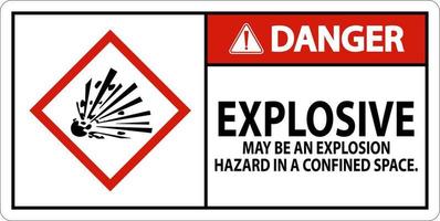 Danger Explosive GHS Sign On White Background vector