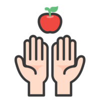 Donate and Charity flat color icon PNG. Helping hand. food png