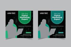 Online digital marketing course post template vector