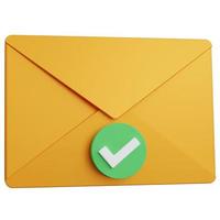 3d rendering yellow mail approve isolated photo