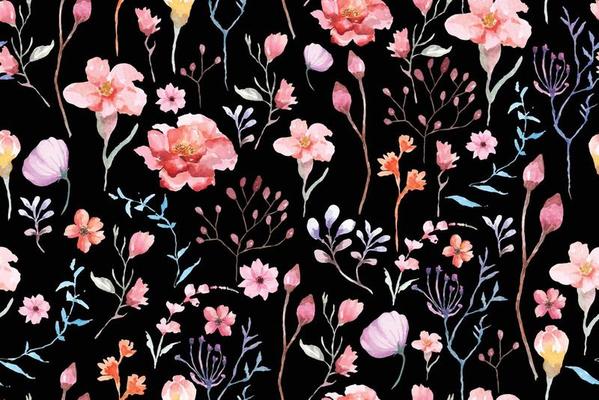 Seamless pattern rose and blooming flower with watercolor.Designed for fabric and wallpaper, vintage style.Hand drawn floral pattern.Botany background.