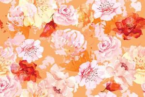 Seamless pattern rose and blooming flower with watercolor.Designed for fabric and wallpaper, vintage style.Hand drawn floral pattern.Botany background. vector