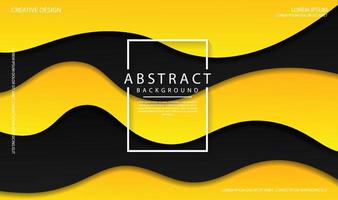 capa de superposición de fondo geométrico amarillo negro 3d abstracto en un espacio brillante con decoración de efecto de ondas dinámicas. concepto de estilo de corte de papel de elemento de plantilla para volante, banner, portada o página de inicio vector