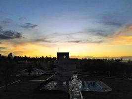 Beautiful aerial view, Sunrise on Pangandaran beach-Indonesia. photo