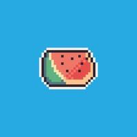 Fully editable pixel art vector illustration cartoon watermelon for game development, graphic design, poster and art.