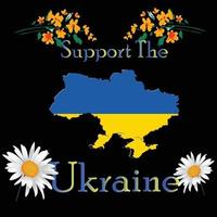 Support The Ukraine Map Blue Yellow vector