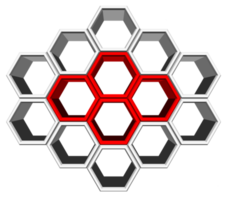 El bloque hexagonal 3ds se alinea con muchas formas, un bloque en blanco para agregar su texto o redacción png