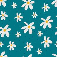 Cute seamless pattern with flowers and round spots. Funny floral print. floral background with small white scattered flowers and dots. Simple girly print. for design and fashion prints vector