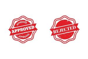 Rubber stamp approved and rejected badges, Seal stamp approved badges. vector