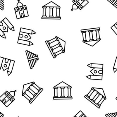 Temple Architecture Building Vector Seamless Pattern
