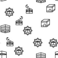 Makkah Islamic Religious Building Vector Seamless Pattern