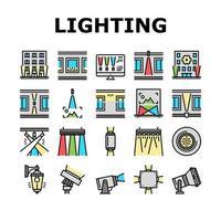 conjunto de iconos de colección de herramientas de iluminación de fachada vector