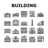 Building Restaurant And Store Icons Set Vector