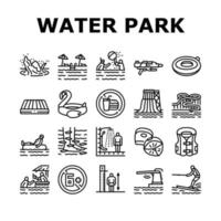 Water Park Attraction And Pool Icons Set Vector