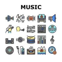 Music Record Studio Equipment Icons Set Vector