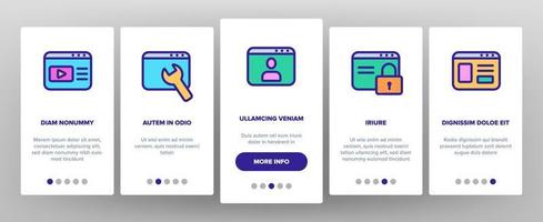 navegador internet sitio web páginas onboarding set vector