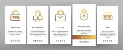 Padlock Security Tool Onboarding Icons Set Vector